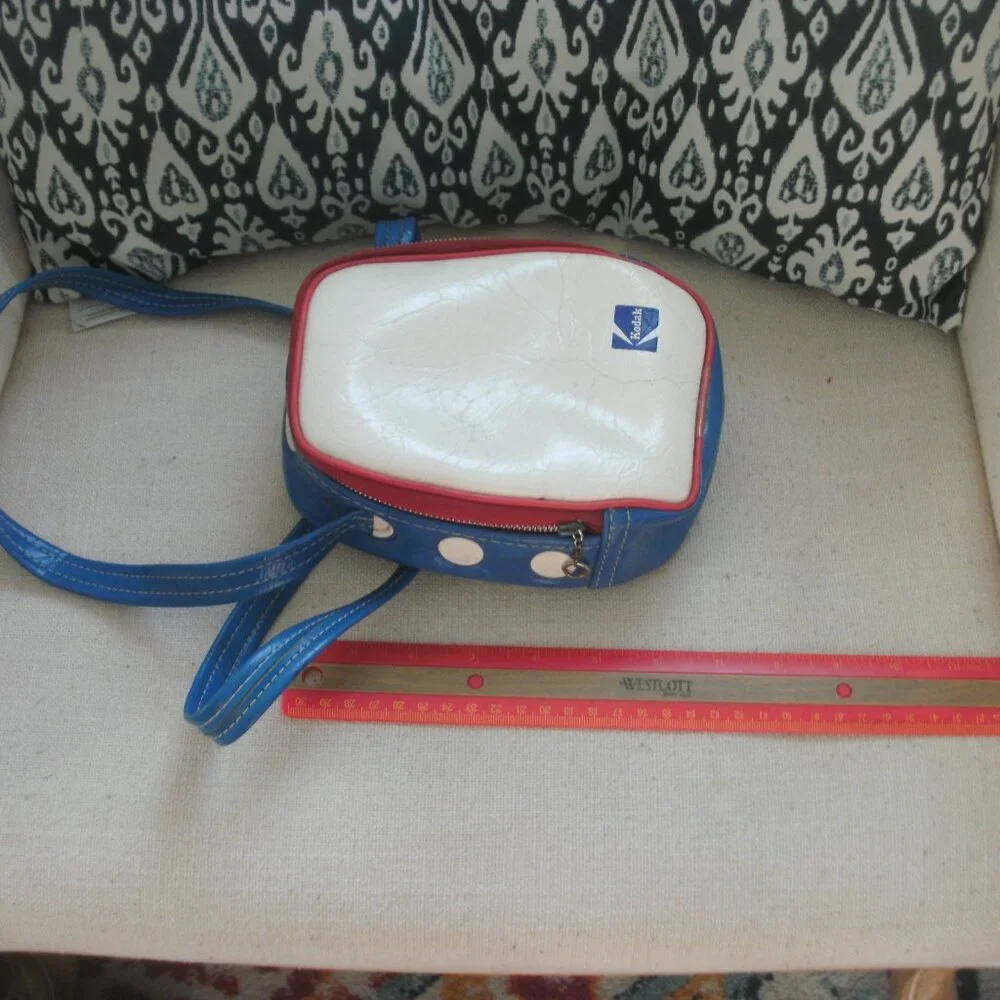 Collectible 70s Kodak Vinyl Camera Bag Red White Blue Retro Crossbody Bag Case